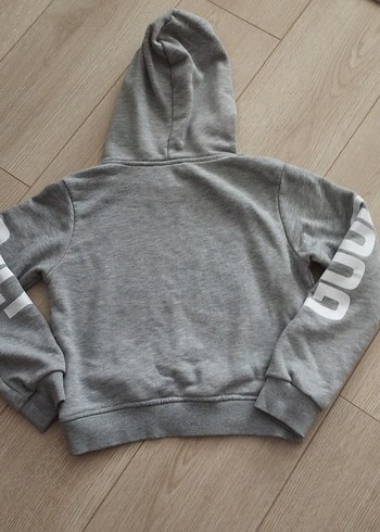 Gri Kapüşonlu  Sweatshirt - Görsel 4