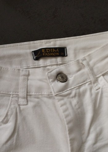 Çocuk Beyaz Pamuk Skinny Pantolon - Görsel 4