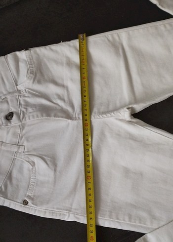 Çocuk Beyaz Pamuk Skinny Pantolon - Görsel 6