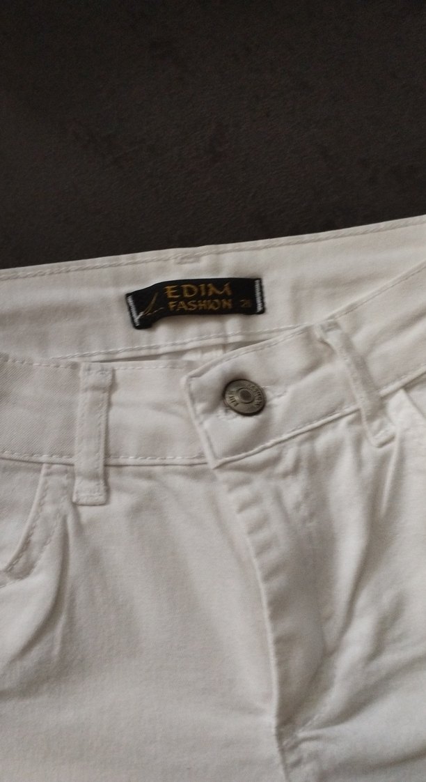 Çocuk Beyaz Pamuk Skinny Pantolon - Görsel 4