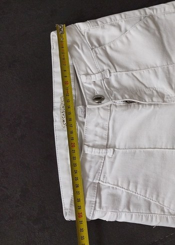 Kadın Beyaz Pamuklu Fermuarlı Beyaz kot Pantolon - Görsel 6