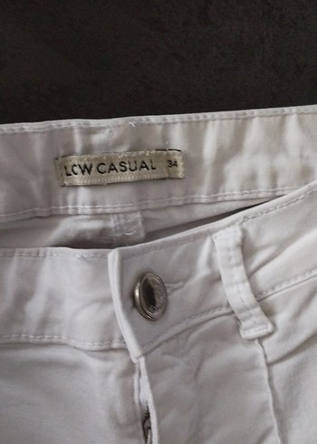 Kadın Beyaz Pamuklu Fermuarlı Beyaz kot Pantolon - Görsel 2