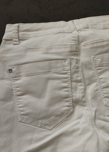 Kadın Beyaz Pamuklu Fermuarlı Beyaz kot Pantolon - Görsel 11