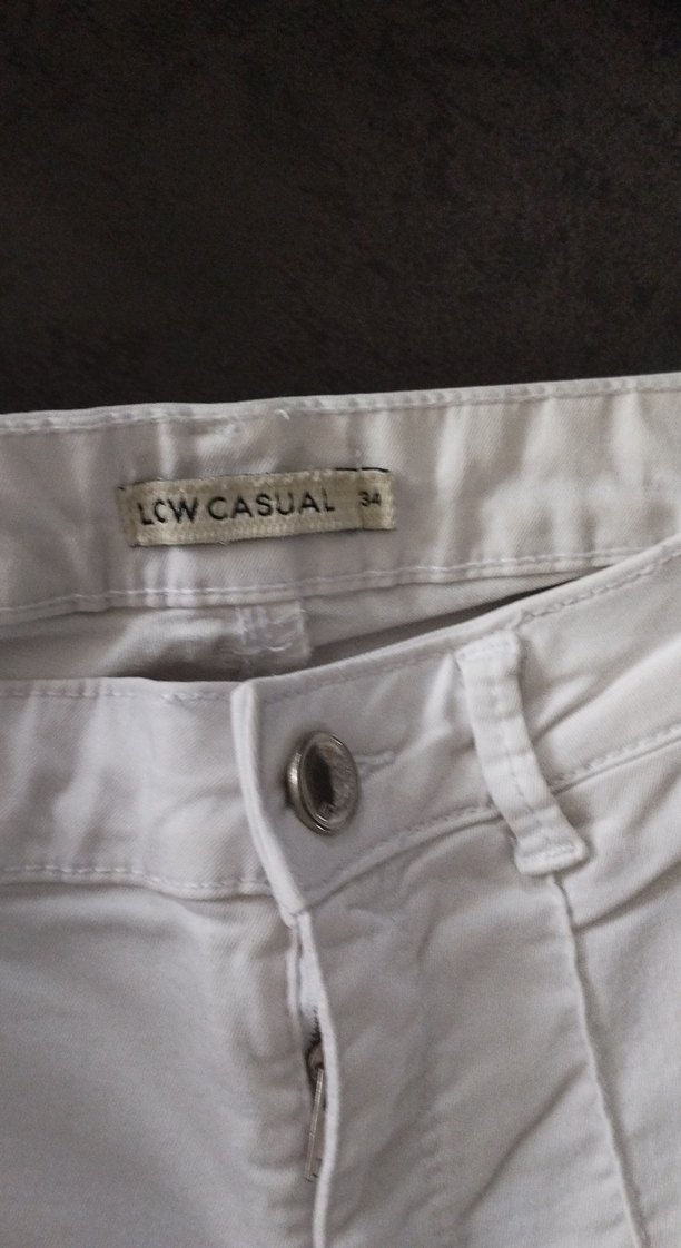 Kadın Beyaz Pamuklu Fermuarlı Beyaz kot Pantolon - Görsel 2