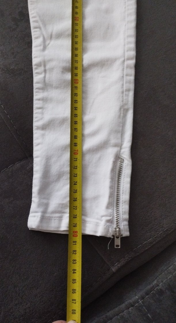 Kadın Beyaz Pamuklu Fermuarlı Beyaz kot Pantolon - Görsel 4