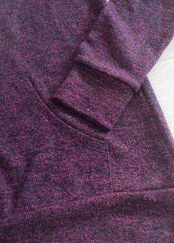 Bordo Yüksek Yakalı Kadın Sweatshirt - Görsel 3