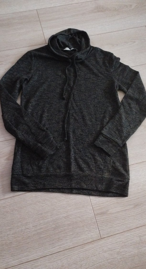 haki siyah karışık Kadın Yüksek Yakalı Triko Sweatshirt - Görsel 5