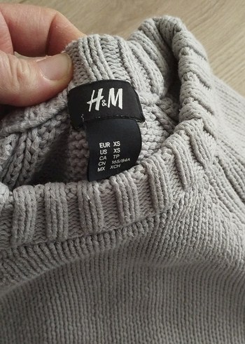 Gri Kadın Örgü Kazak, Bisiklet Yaka, Rahat Kesim - Görsel 2