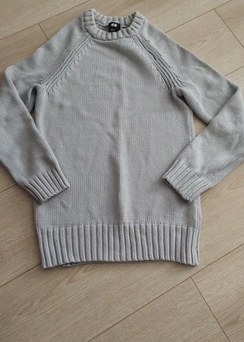 Gri Kadın Örgü Kazak, Bisiklet Yaka, Rahat Kesim - Görsel 4