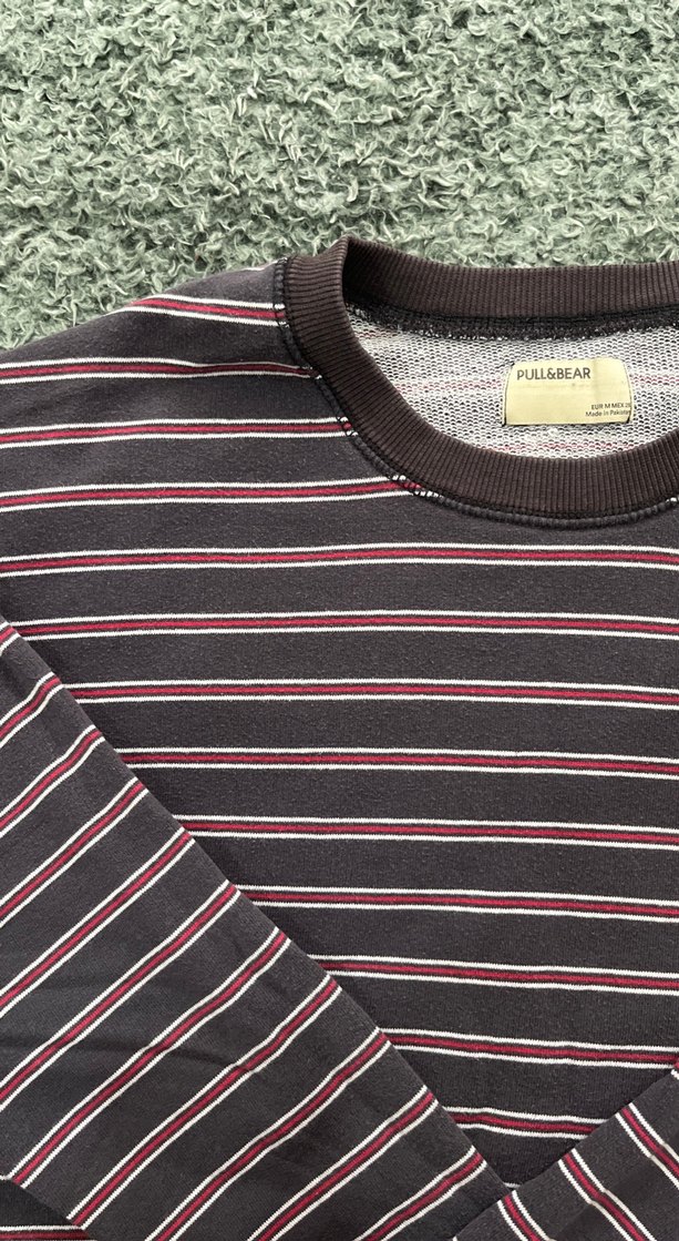 Bordo Çizgili Kadın Sweatshirt - Görsel 2