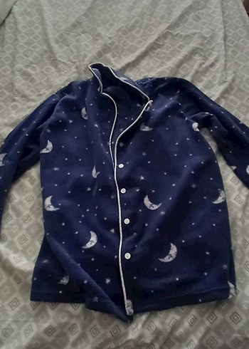 Düğmeli Lacivert yumuşak pijama takımı