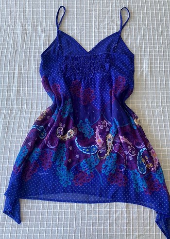 m Beden Y2k vintage coquette lolita mavi mini elbise