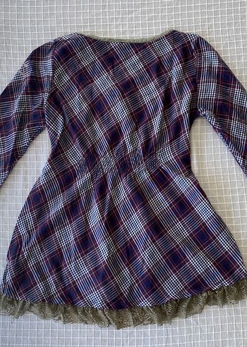 l Beden mor Renk Y2k vintage coquette fairycore dantelli ekose bluz