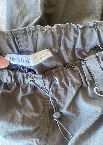 xs Beden Bershka y2k vintage gri kargo beli lastikli uzun etek