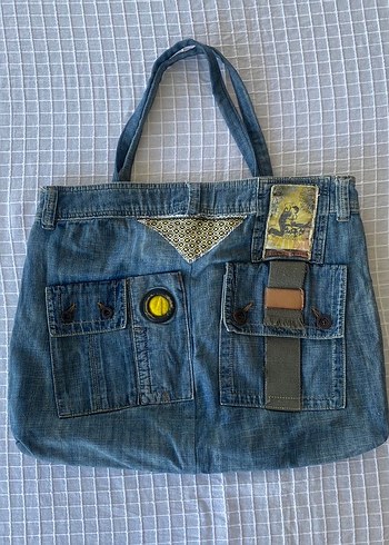 Beden Y2k vintage grunge bohem red star von dutch killstar jean çanta