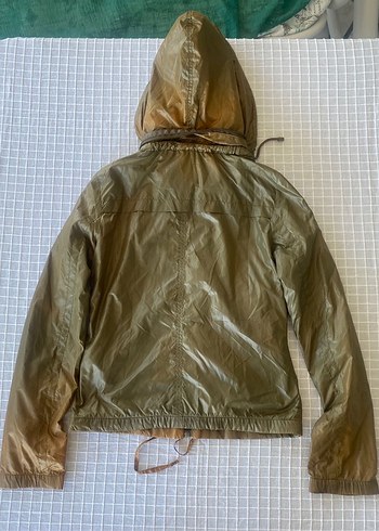 xs Beden Y2k vintage bohem grunge goth haki yeşil yağmurluk mont