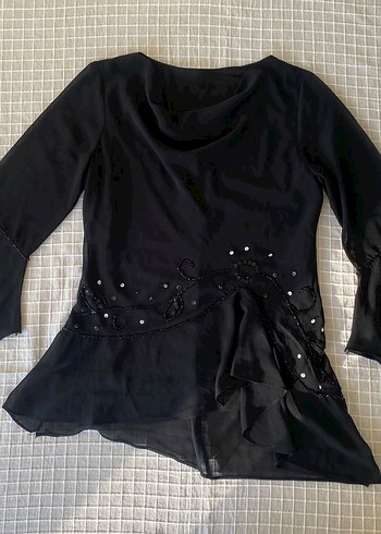 m Beden siyah Renk Y2k vintage fairycore coquette taşlı siyah gömlek bluz