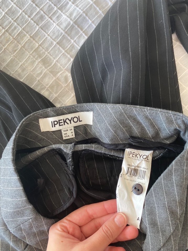 İpekyol siyah gri kumaş pantolon - Görsel 3