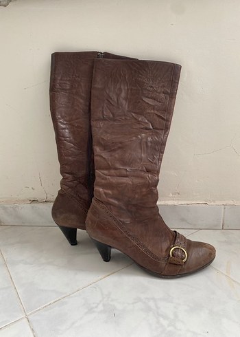 Y2k vintage western kovboy bohem kahverengi taba deri çizme - Görsel 4