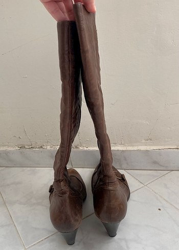 Y2k vintage western kovboy bohem kahverengi taba deri çizme - Görsel 5