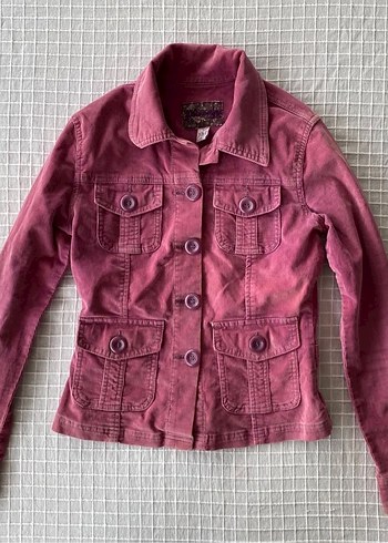 Y2k vintage lolita coquette kadife pembe ceket - Görsel 3