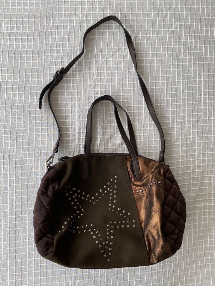 Y2k vintage bohem süet deri geniş çanta - Görsel 2