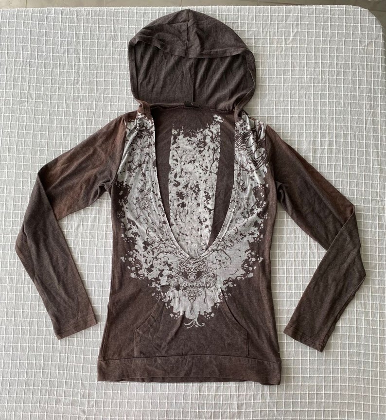 Y2k vintage gothic grunge bohem vampirecore bluz body - Görsel 2