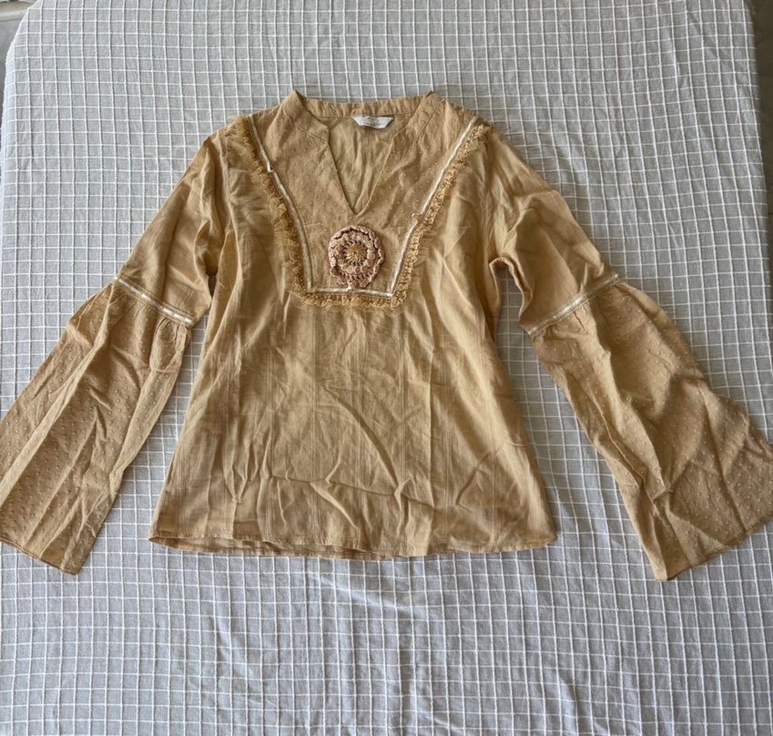 Y2k vintage coquette 2000s krem gömlek - Görsel 2