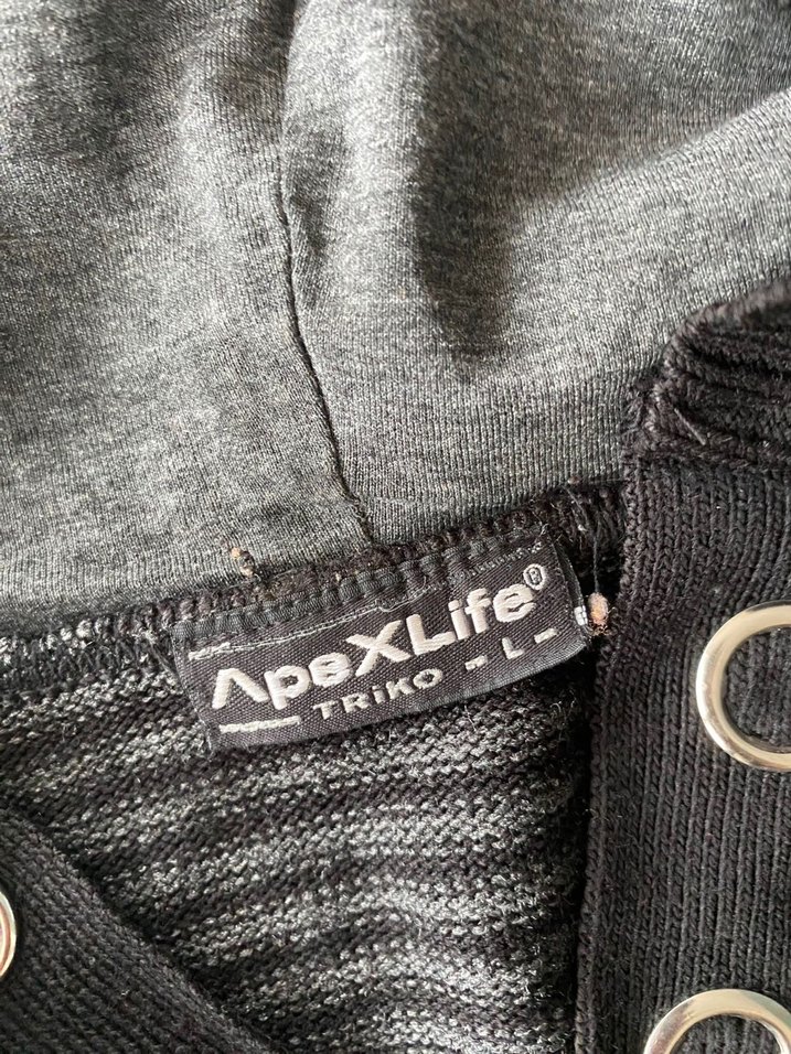 Y2k vintage downtown siyah çizgili kapüşonlu sweatshirt - Görsel 5