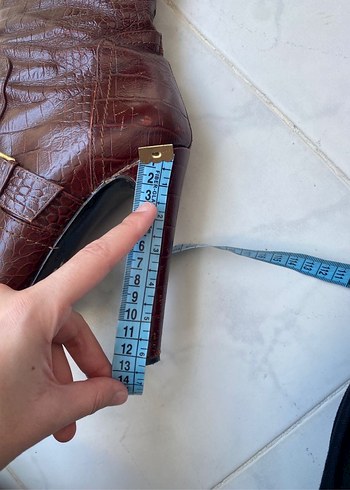 Elle y2k vintage bordo deri topuklu çizme - Görsel 8