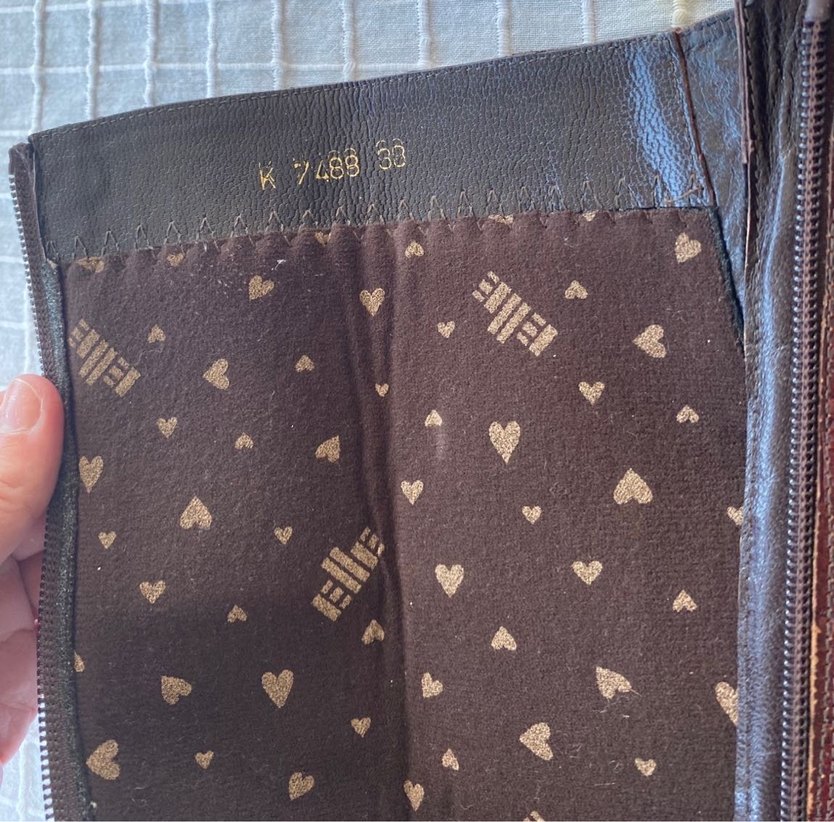 Elle y2k vintage bordo deri topuklu çizme - Görsel 3