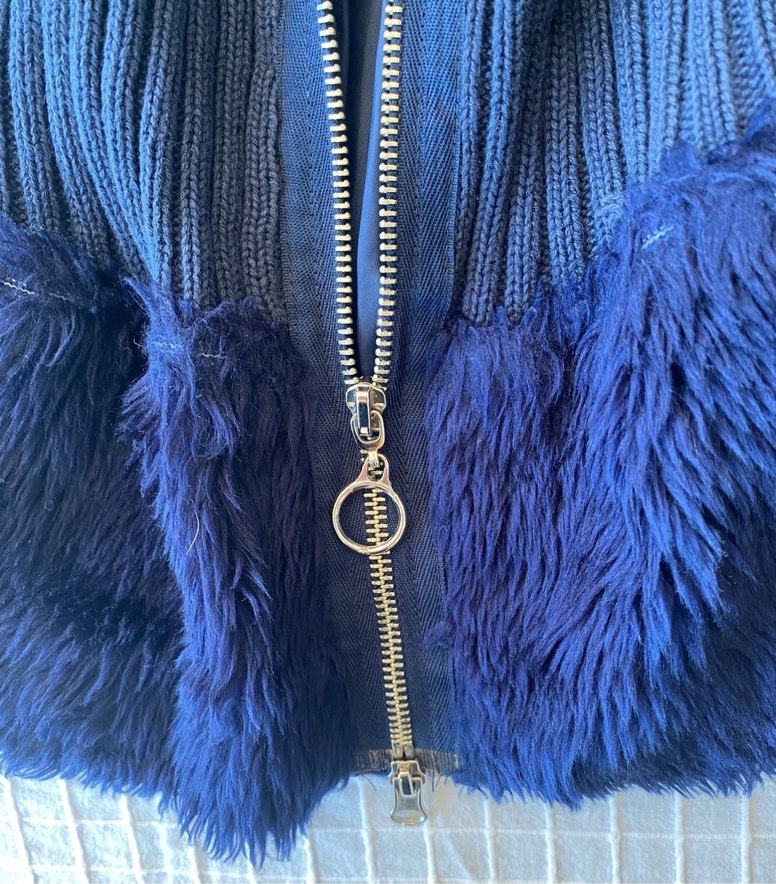 Y2k vintage fur lacivert peluş yelek - Görsel 4
