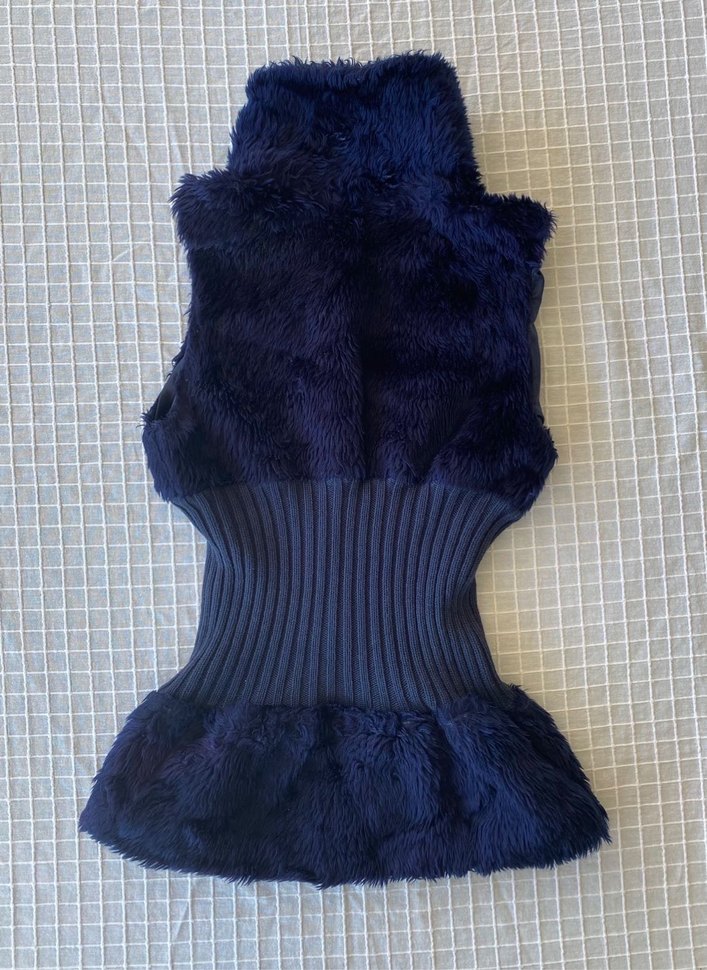 Y2k vintage fur lacivert peluş yelek - Görsel 2
