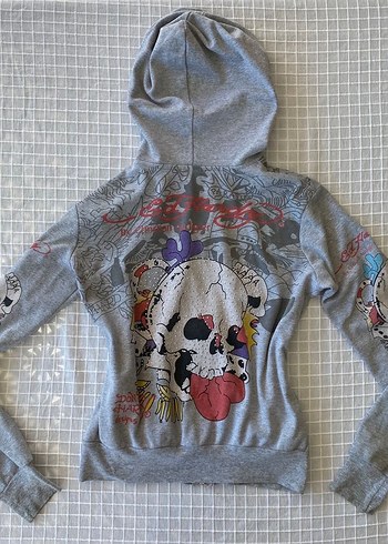Ed hardy y2k vintage gri hırka zip ceket sweatshirt hoodie - Görsel 2