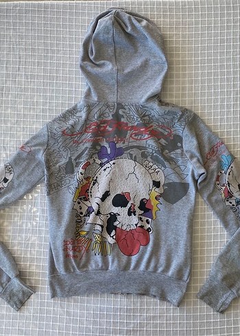 Ed hardy y2k vintage gri hırka zip ceket sweatshirt hoodie - Görsel 4
