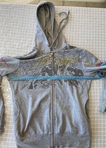 Ed hardy y2k vintage gri hırka zip ceket sweatshirt hoodie - Görsel 8