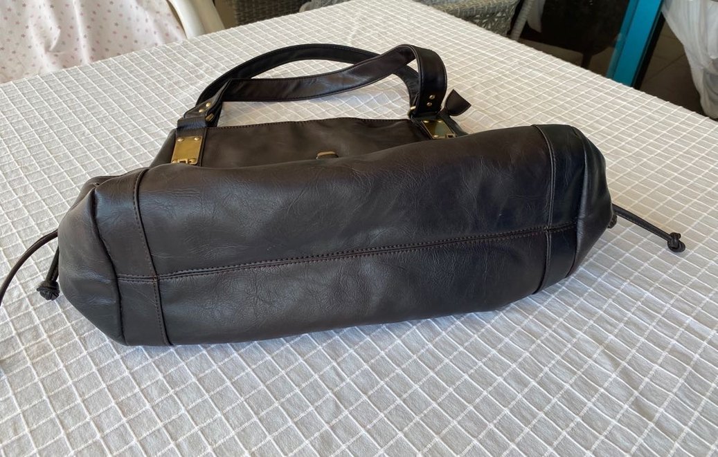 Y2k vintage downtown acı kahverengi orjinal deri çanta - Görsel 3