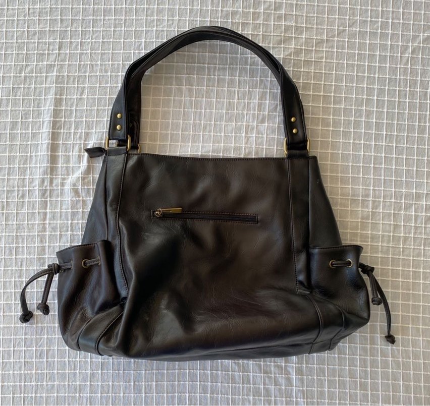 Y2k vintage downtown acı kahverengi orjinal deri çanta - Görsel 2