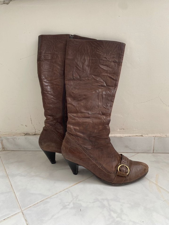 Y2k vintage western kovboy bohem kahverengi taba deri çizme - Görsel 4