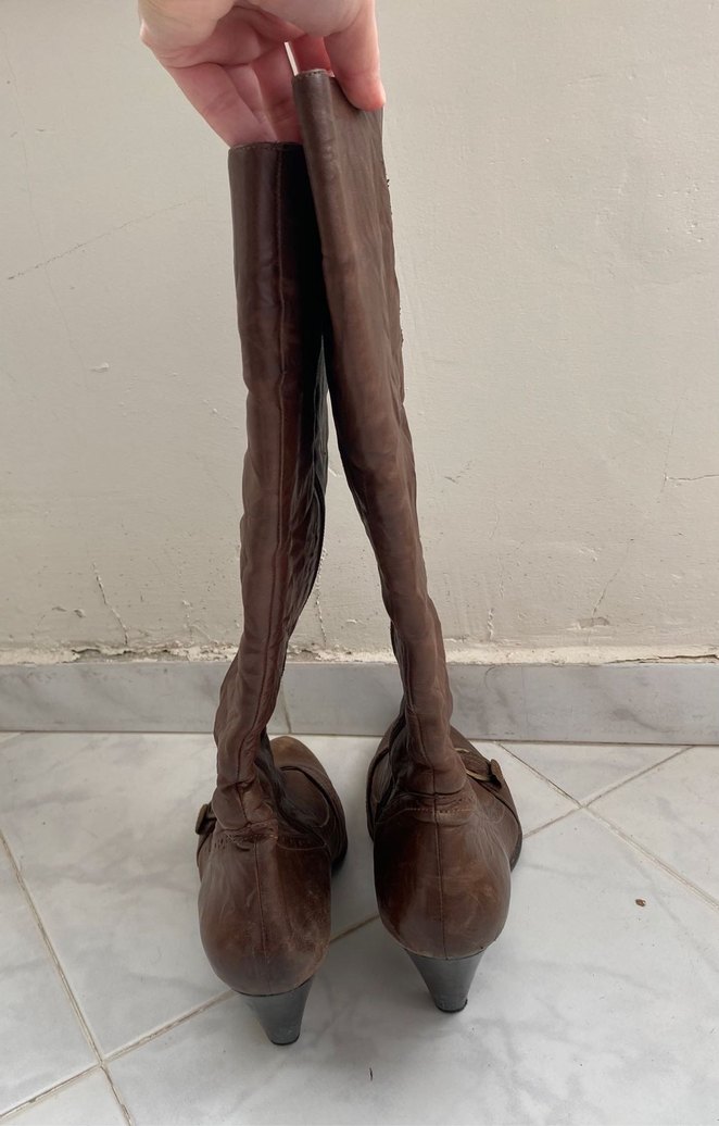 Y2k vintage western kovboy bohem kahverengi taba deri çizme - Görsel 5