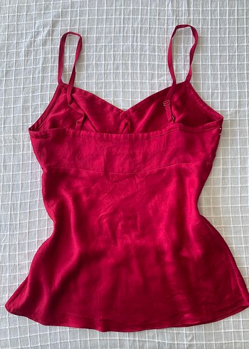 s Beden Y2k vintage coquette kırmızı saten bluz