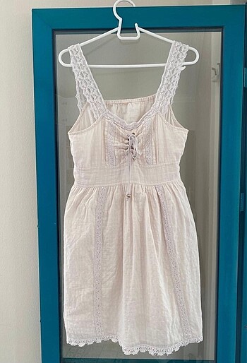 Coquette y2k lolita krem dantelli elbise