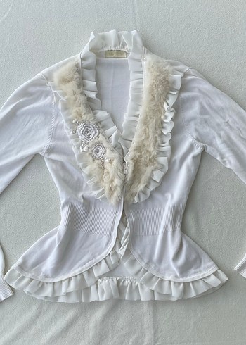 American Vintage Y2k Babydoll Whimsical Baddie Vintage Fur Tuylu Beyaz Hirka