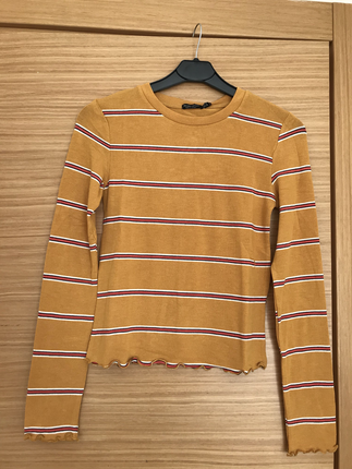 Bershka ince kısa kazak sarı 