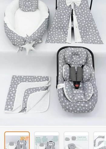 Gri Yıldız Desenli Bebek Yatağı Omurga Desteği - Görsel 2