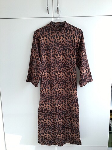 m Beden Leopar elbise