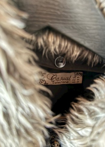 Gri Kadın Yün Kürklü Midi Ceket - Görsel 4