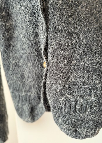 Gri Kadın Yün Kürklü Midi Ceket - Görsel 6