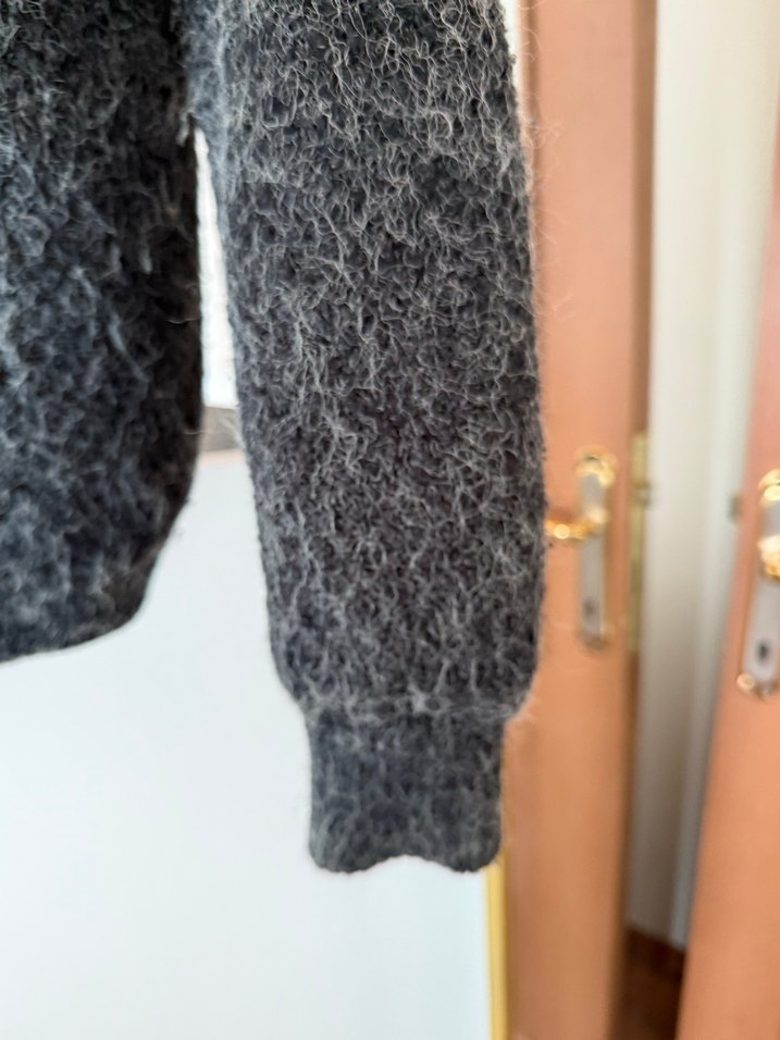 Gri Kadın Yün Kürklü Midi Ceket - Görsel 5