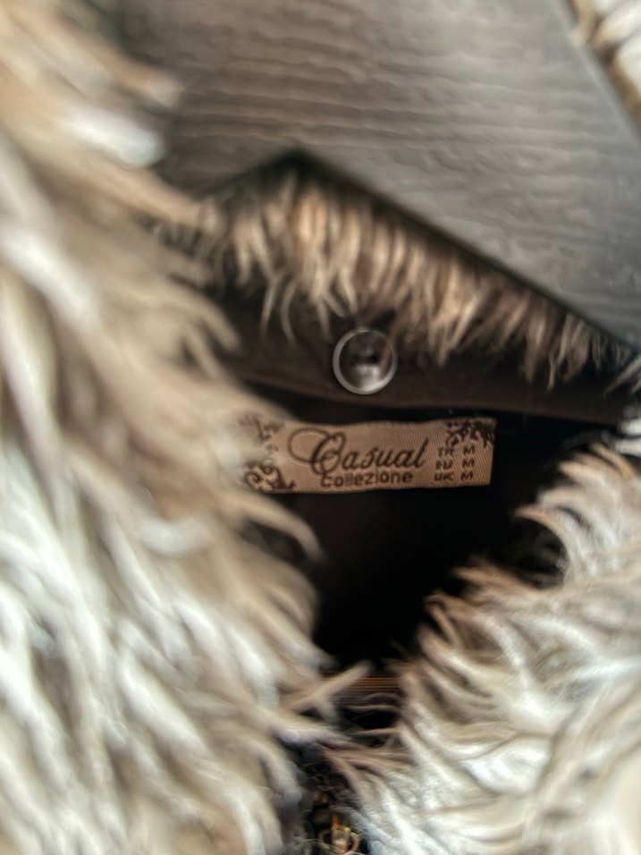 Gri Kadın Yün Kürklü Midi Ceket - Görsel 4